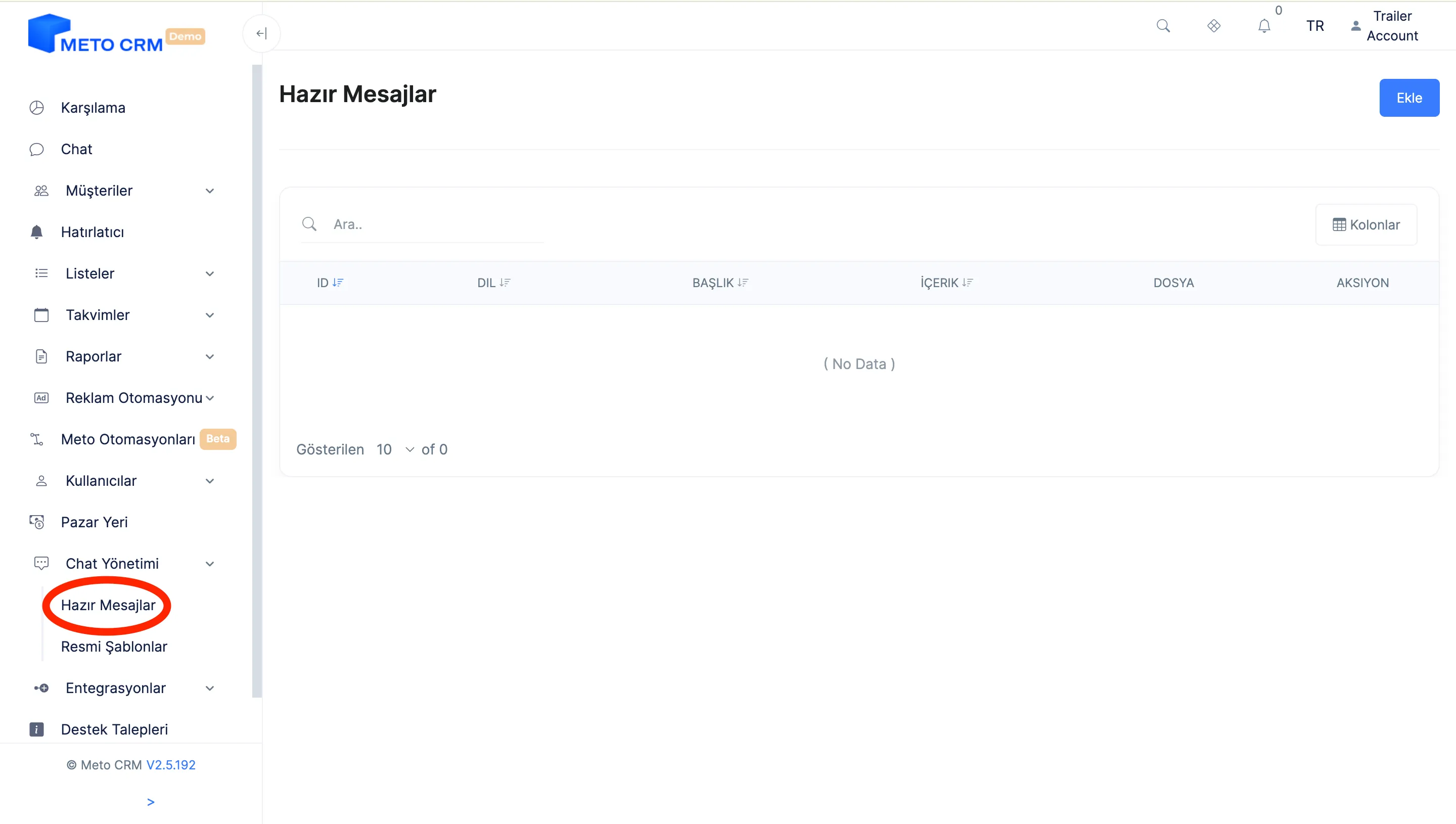 chat hazir mesajlar