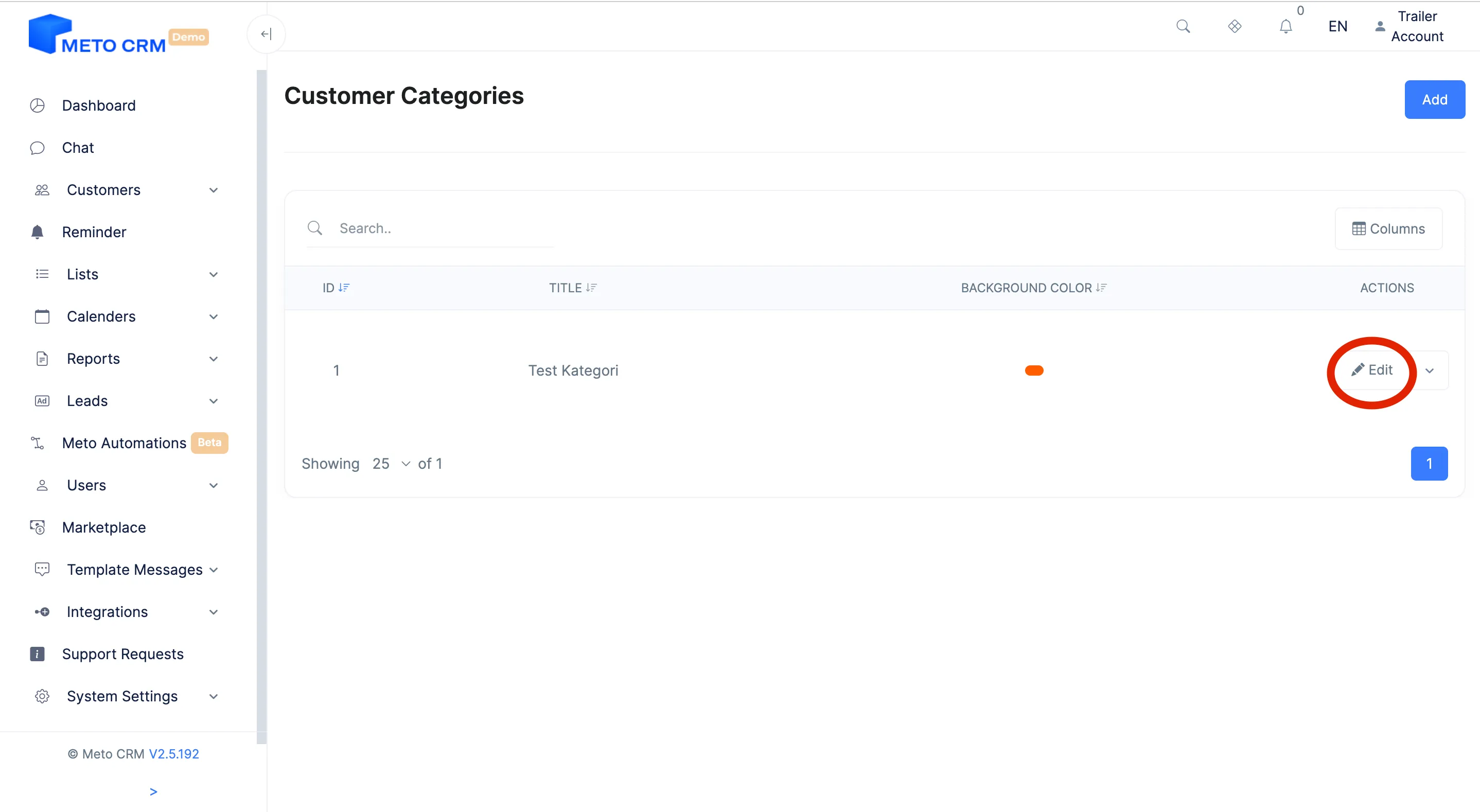customer category edit
