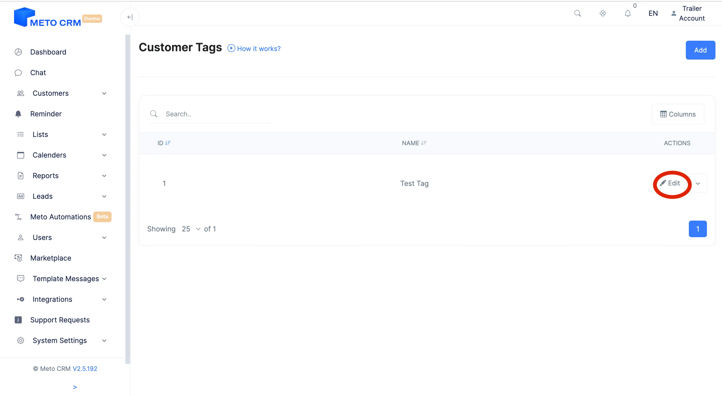 customer tags edit