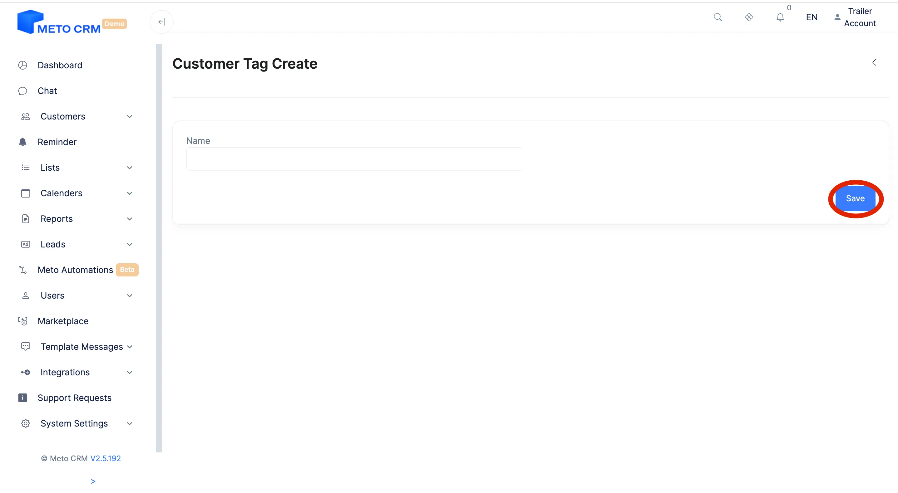 customer tags save