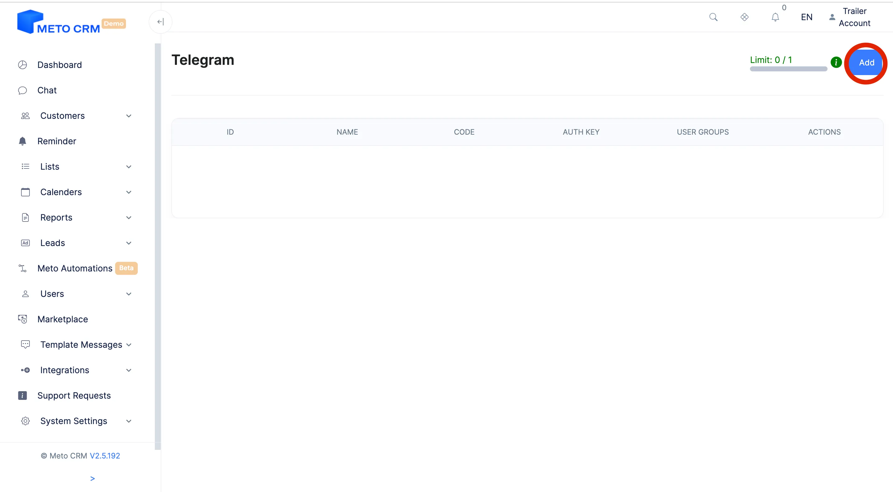en telegram add